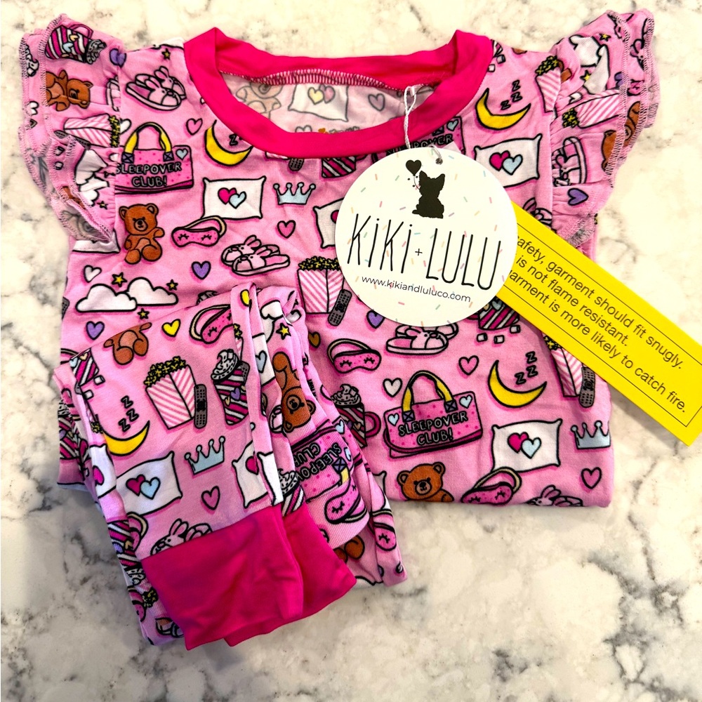 NWT Kiki and Lulu Bamboo pajamas 2 piece flutter sleeve 2T